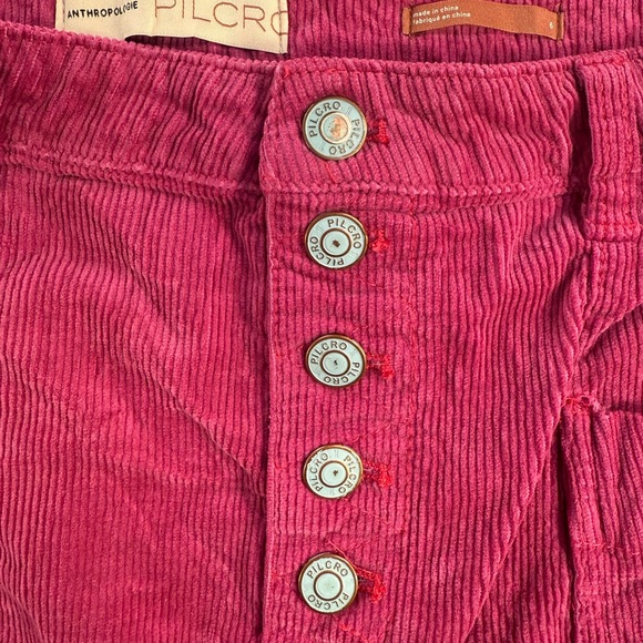 Pilcro by Anthropologie Pink Corduroy Button-Front Mini Skirt Size 6 - Picture 6 of 10